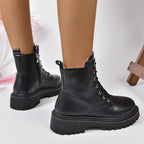 CHICPLUSH | Women's Plush Lace-Up Ankle Boots