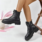 CHICPLUSH | Women's Plush Lace-Up Ankle Boots