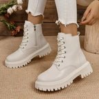 CHICPLUSH | Women's Plush Lace-Up Ankle Boots