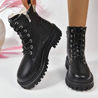 CHICPLUSH | Women's Plush Lace-Up Ankle Boots