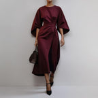 ELDRA | Satin Feel Batwing Sleeve Maxi Dress