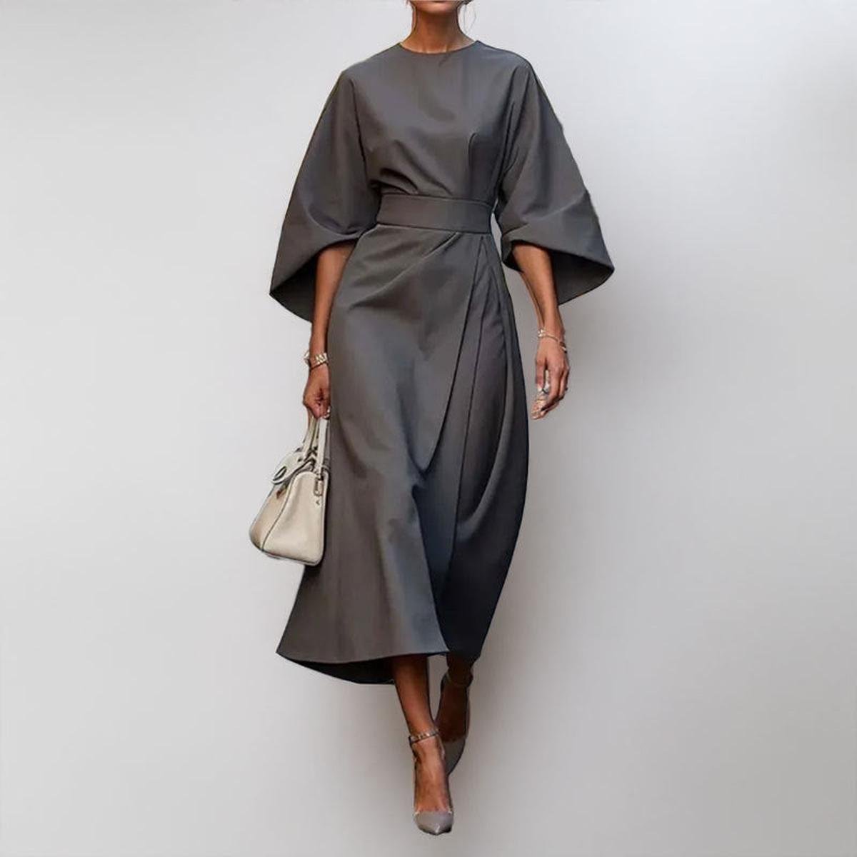ELDRA | Satin Feel Batwing Sleeve Maxi Dress