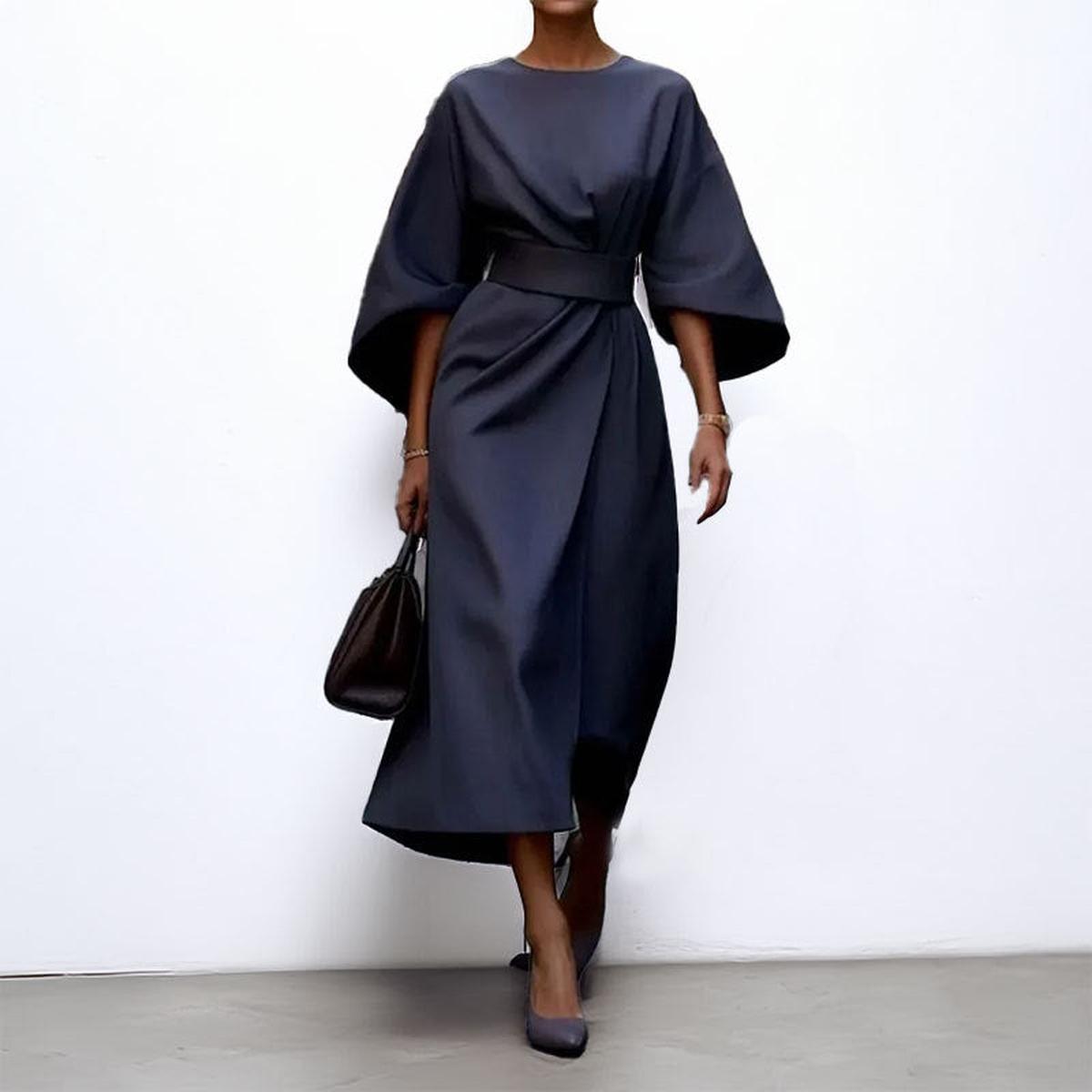 ELDRA | Satin Feel Batwing Sleeve Maxi Dress