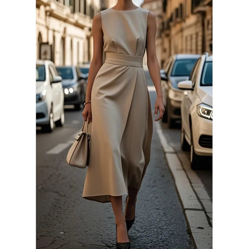 CLARIMOND | Elegant Round Neck Dress