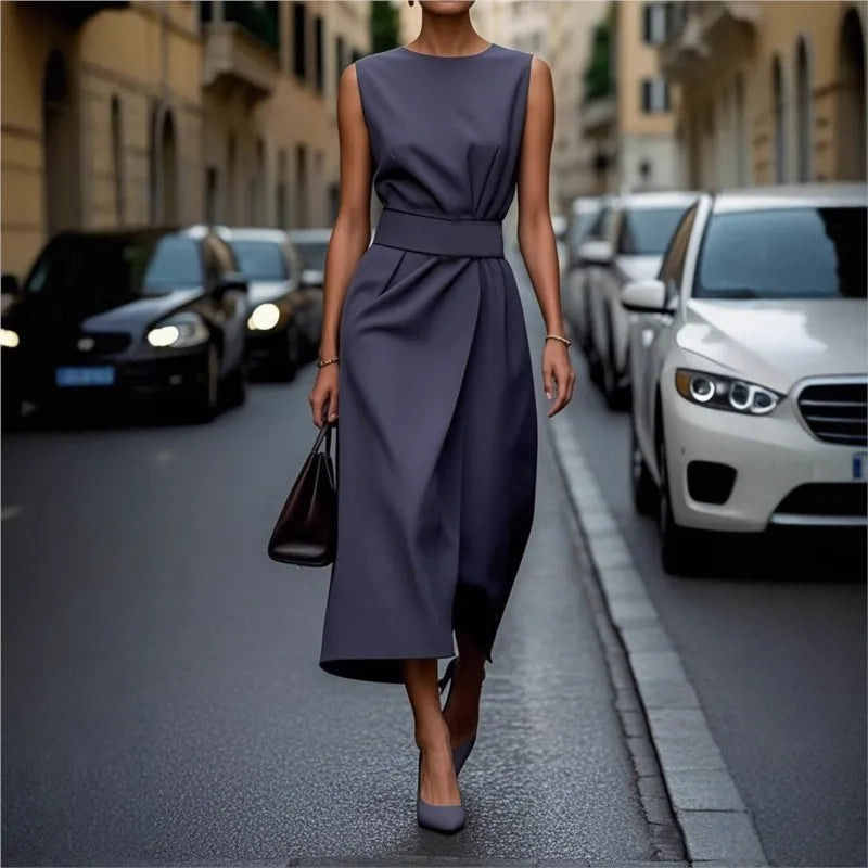 CLARIMOND | Elegant Round Neck Dress