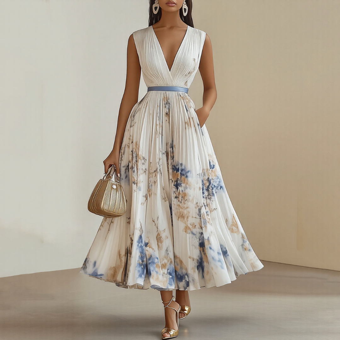 ROWELLA | Elegant Pleated Maxi Dress