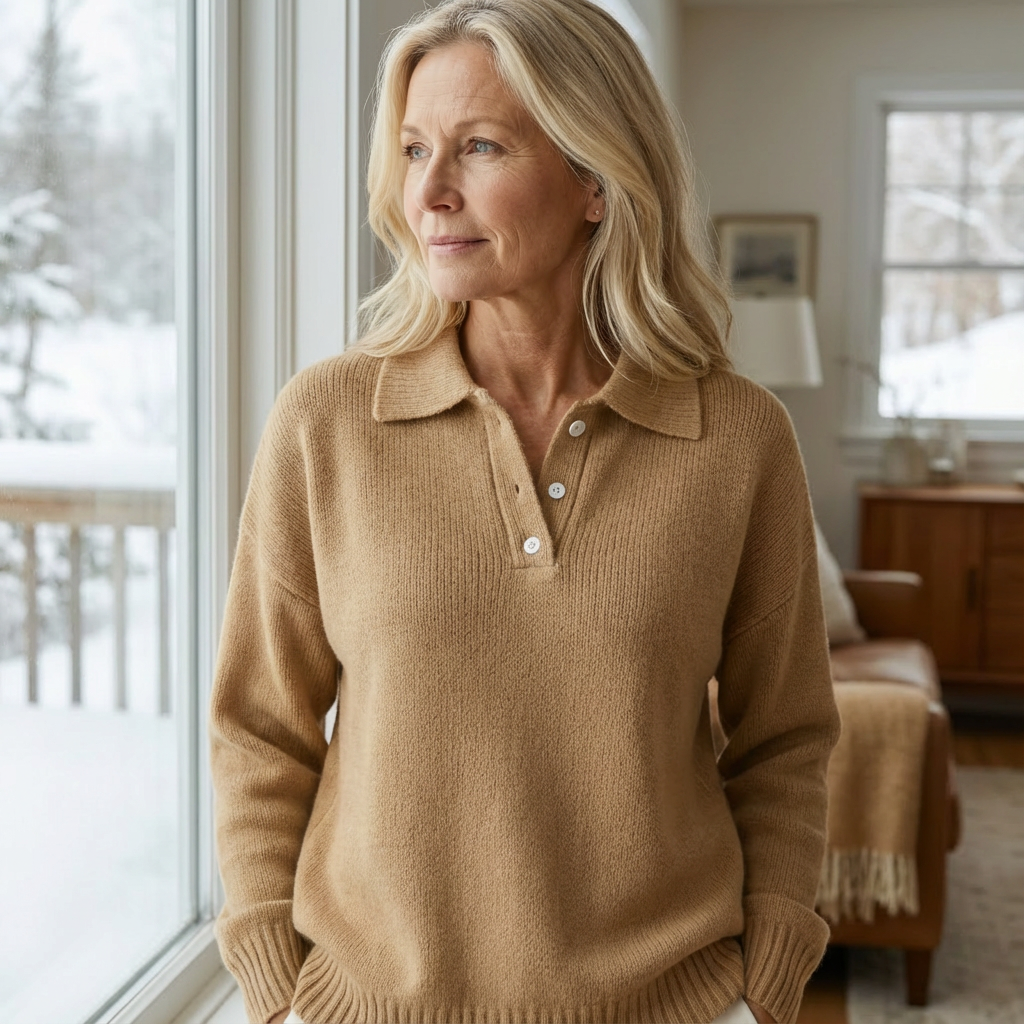 VIVIENNE | Cozy Polo Knit with Collar - Relaxed Fit